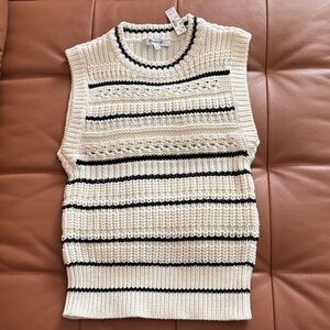 Madewell Cream and Black Striped Knit Vest. Brand new with tag. Size XS
